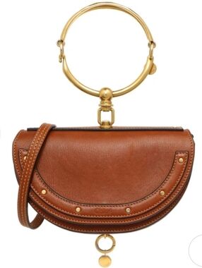 Chloe Brown Calfskin Small Nile Bracelet Minaudiere Bag